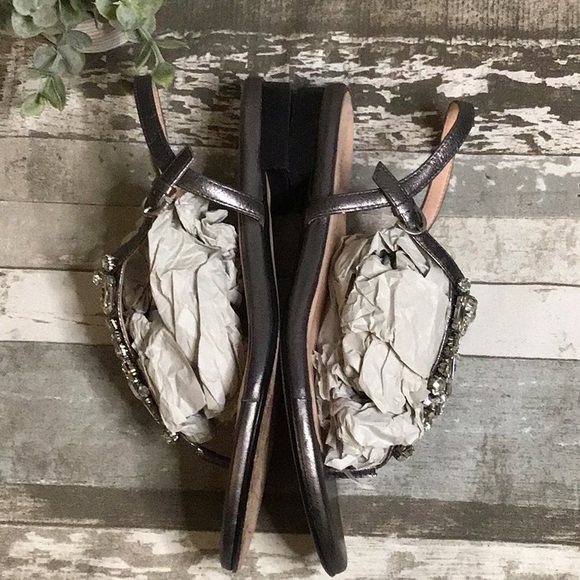 Taryn Rose Dark Silver & Rhinestone Sandals Sz 9 - Picture 6 of 13